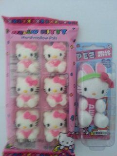 Hello Kitty Pez Dispenser (Colors Are Either Pink or Purple) and 1 Packet of Hello Kitty Marshmallows Pals  Seasonal Candies And Chocolates  Grocery & Gourmet Food