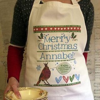 personalised 'merry christmas' apron by alice palace