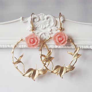 rose and leaf earrings by maria allen boutique