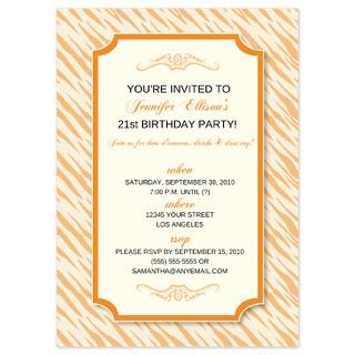 Animal Print Birthday Party Invitation (orange) by thehappypeacock