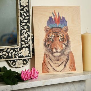 tiger feathers timbergram wooden art print by the plinth