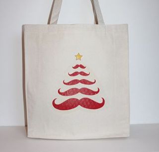 christmas tree moustache bag by charlie milly design