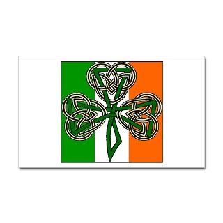 IRISH FLAG CELTIC CROSS SHAMROCK Sticker (Rectangu by la_tees
