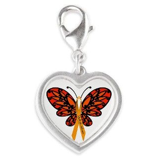 MS Awareness Butterfly Ribbon Silver Heart Charm by AwarenessRibbons