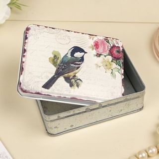 bluebird roses stamp tin by dibor