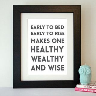 'healthy, wealthy and wise' quote print by hope and love