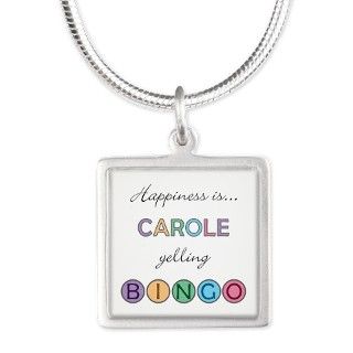 Carole Yelling BINGO Silver Square Necklace by namestuff_bingo
