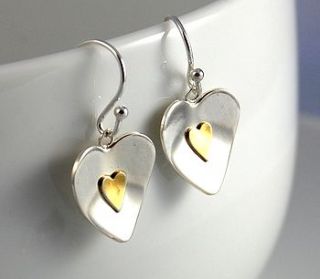 flutter small heart drop earrings by alison moore silver designs