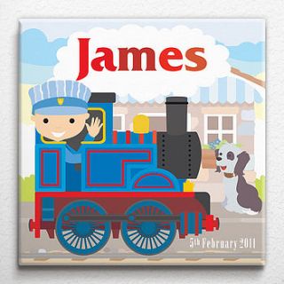 personalised little train print or canvas by art adventure