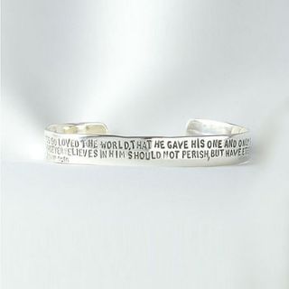 sterling silver scripture bangle by geronimo jones