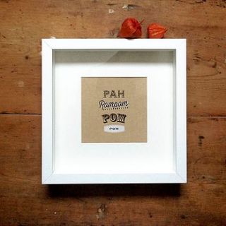 framed 'pahrompom' christmas typography print by handmade by if