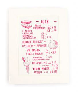 seaside cafe 'delicious ices' art print by gillian kyle