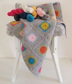 luxury granny square crochet blanket kit by warm pixie