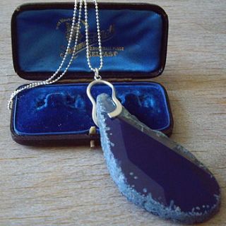 blue agate pendant necklace by ava mae designs