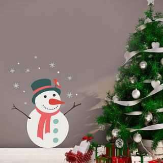 christmas snowman wall sticker by oakdene designs