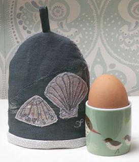 sea shells egg cosy by samantha peare embroidered textiles