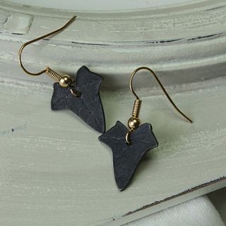 blackened copper ivy leaf earrings by silver leaves