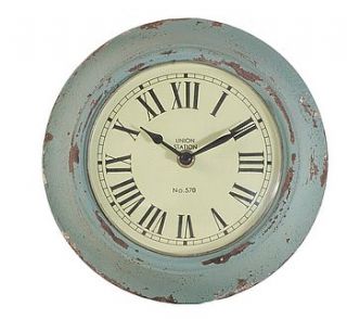 duck egg blue wall clock by the contemporary home