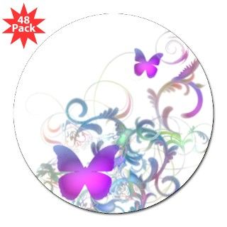 Bright Purple Butterflies Round Sticker by alondrascreations