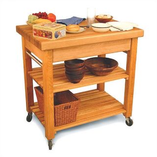 French Country Kitchen Cart with Butcher Block Top