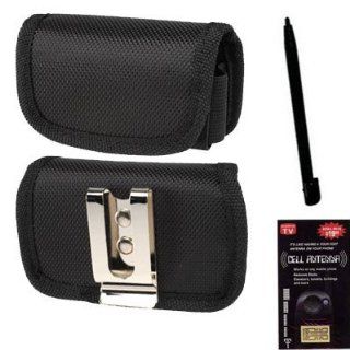Canvas Horizontal Heavy Duty Case with Metal Clip and Velcro Closure Big Enough to Fit the Otterbox Defender Case for Apple iPhone 4s, 4, 3g, 3gs. Comes with Antenna booster and a Stylus Pen. Cell Phones & Accessories