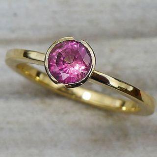 mauve sapphire ring in 18ct gold, size k by lilia nash jewellery