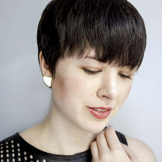 quarter moon stud earrings by chelsey adams