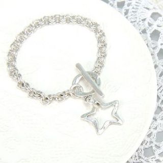 silver bracelet with outline star by lisa angel