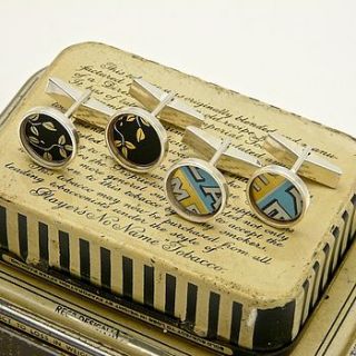 vintage tin in silver mount cuff links by kate hamilton hunter studio