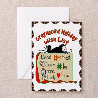GREYHOUND HOLIDAY WISH LIST GREETING CARDS (10) by heismansghart