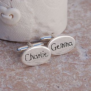 handmade personalised silver name cufflinks by indivijewels