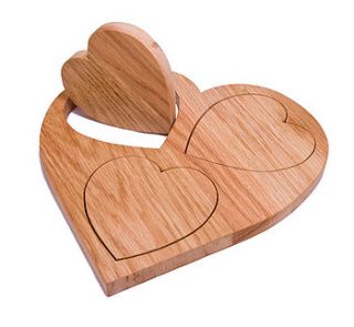oak chopping boards/trivets 3 little hearts by tumble home