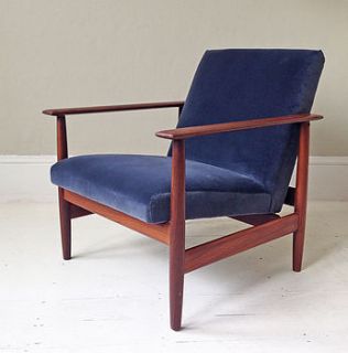 1950's danish lounge chair in velvet by hickey and dobson