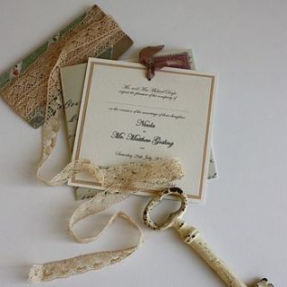 magnolia vintage wedding invitation by claryce design