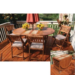 Outdoor Interiors 7 Piece Fold and Store Dining Set