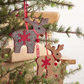 felt christmas reindeer tree decoration by the contemporary home