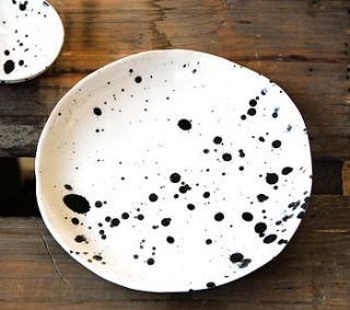 handmade porcelain splatter plate by artisan