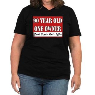 90th Birthday Womens Plus Size V Neck Dark T Shir by catndog