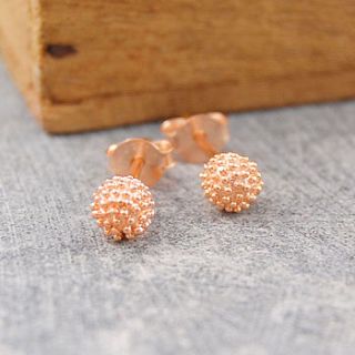 rose gold tiny bubble stud ball earrings by otis jaxon silver and gold jewellery