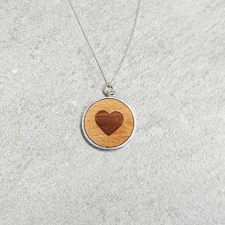wooden heart disc necklace by maria allen boutique