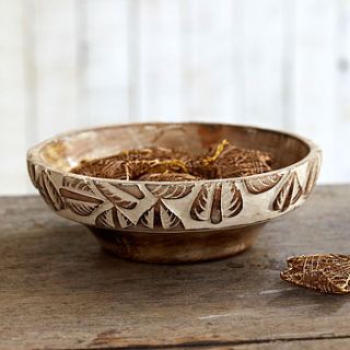 natural antique white mango wood bowl by paper high