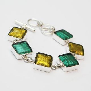 murano glass squares silver bracelet by claudette worters