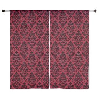 Chili Pepper & Black Damask #36 60 Curtains by DPeaGreenDesigns