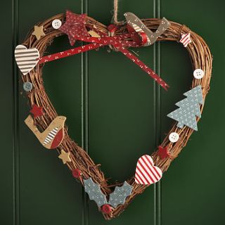 heart shaped christmas wreath by the contemporary home