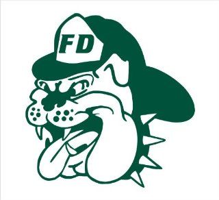 Firefighter Decals Bulldog Firefighter Animal Decal Sticker Laptop, Notebook, Window, Car, Bumper, EtcStickers 4"in. in GREEN Exterior Window Sticker with  