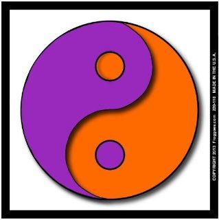 YING YANG   PURPLE/ORANGE WITH WHITE BACKGROUND   STICK ON CAR DECAL SIZE 3 1/2" x 3 1/2"   VINYL DECAL WINDOW STICKER   NOTEBOOK, LAPTOP, WALL, WINDOWS, ETC. COOL BUMPERSTICKER   Automotive Decals