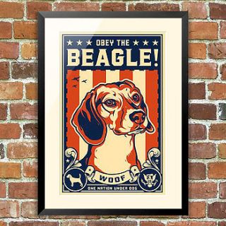 'obey the beagle' dog print, for pet lovers by the animal gallery