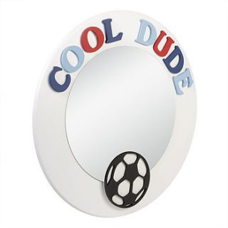 boy's 'cool dude' wooden football mirror by pitter patter products