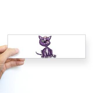 Purple Zombie Cat Bumper Sticker by RetroCulture