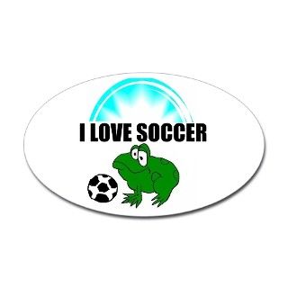 I LOVE SOCCER Oval Decal by FROGSWITHSPORTS